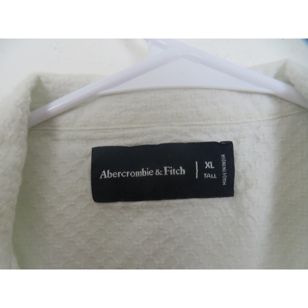 Abercrombie & Fitch Shirt Mens XL Tall White Textured Short Sleeve Button Down - Picture 4 of 9
